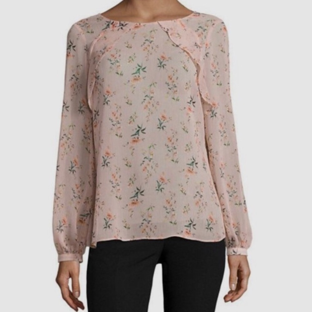 Shimmery rose gold floral blouse